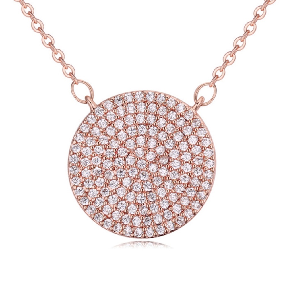 Rose Gold Pave Circle Necklace